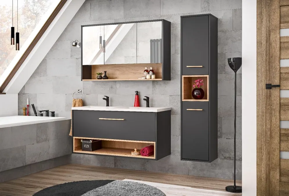 Szafka łazienkowa BORNEO COSMOS 800 grafitowa słupek | MIRAT.  kolekcja BORNEO COSMOS