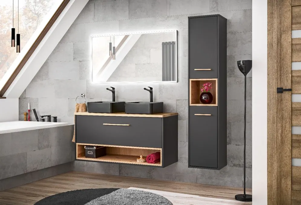 Szafka pod umywalkę BORNEO COSMOS 854 80cm grafitowa wisząca | MIRAT.  kolekcja BORNEO COSMOS