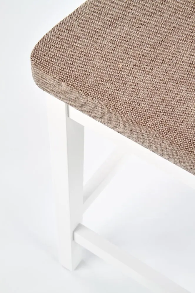 Hoker BORYS LOW biały z beżowym siedziskiem w stylu skandynawskim | MIRAT. styl SKANDYNAWSKI