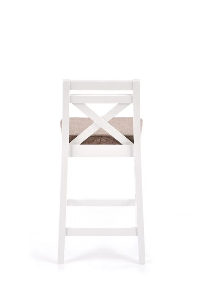 Hoker BORYS LOW biały z beżowym siedziskiem w stylu skandynawskim | MIRAT. styl SKANDYNAWSKI