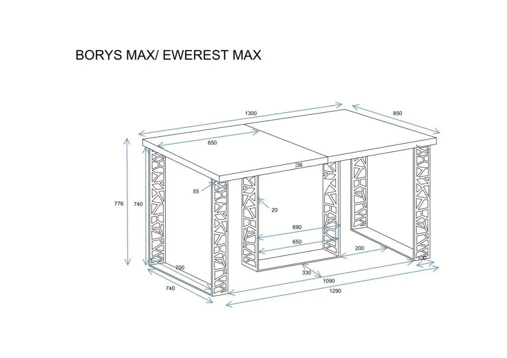Stół rozkładany BORYS MAX 130(330)x85 dąb wotan polskiej produkcji I sklep meblowy MIRAT. styl LOFT
