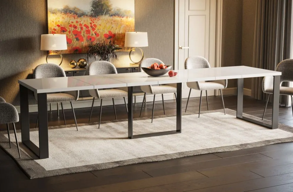 Stół rozkładany BORYS MAX 130(330)x85 biały połysk nowoczesny I sklep meblowy MIRAT.