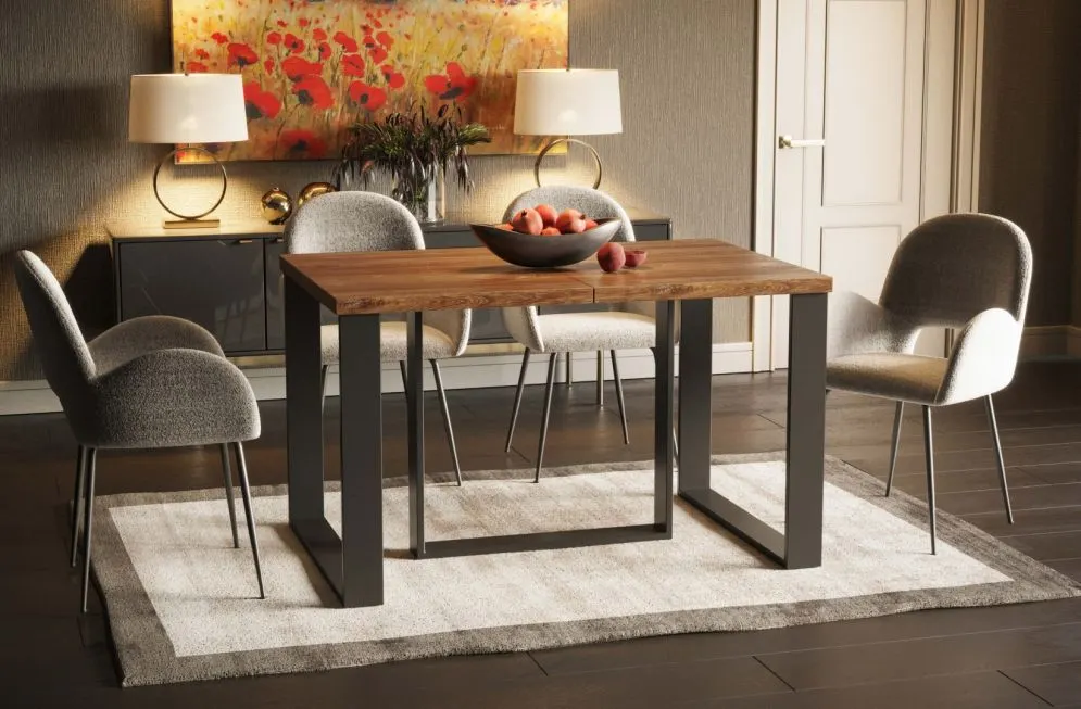 Stół rozkładany BORYS MAX 130(250)x85 dąb stirling z 3 wkładkami I sklep meblowy MIRAT. styl LOFT