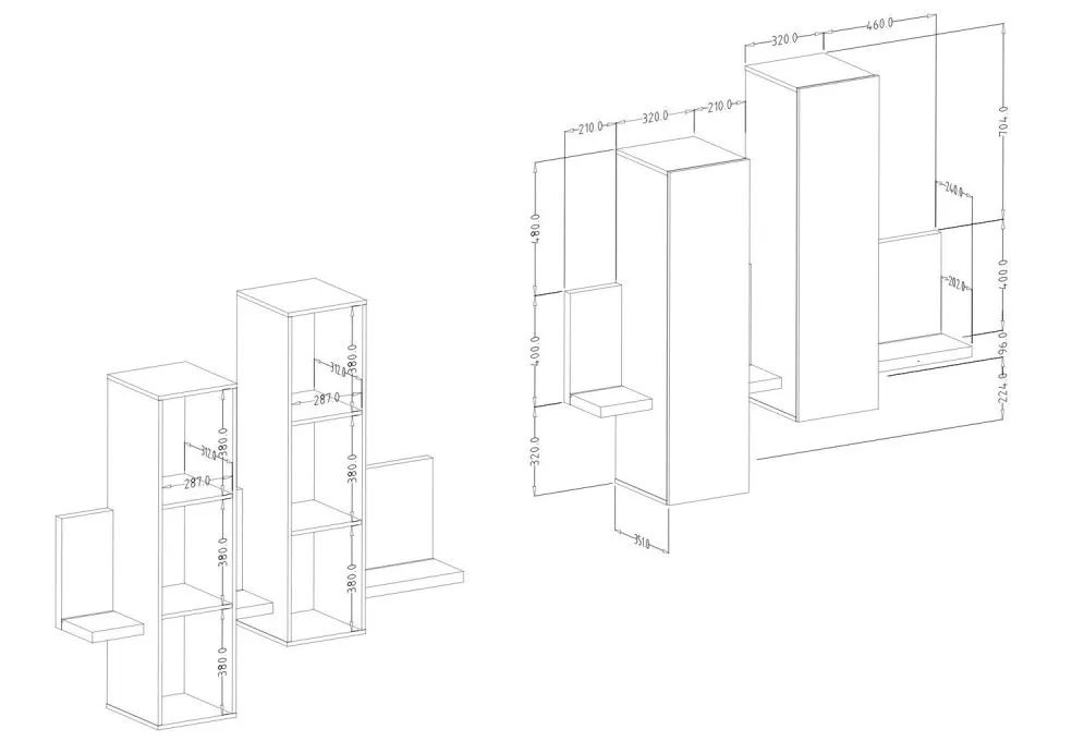 Witryna wisząca BOTA biała/beton colorado HELVETIA | MIRAT. styl LOFT kolekcja BOTA