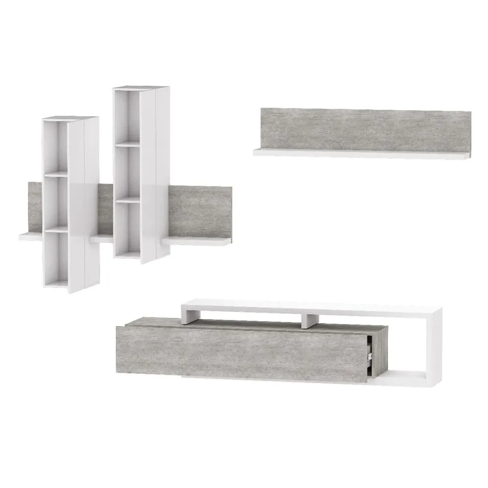 Meblościanka BOTA biała/beton colorado HELVETIA | MIRAT. w stylu LOFT kolekcja BOTA