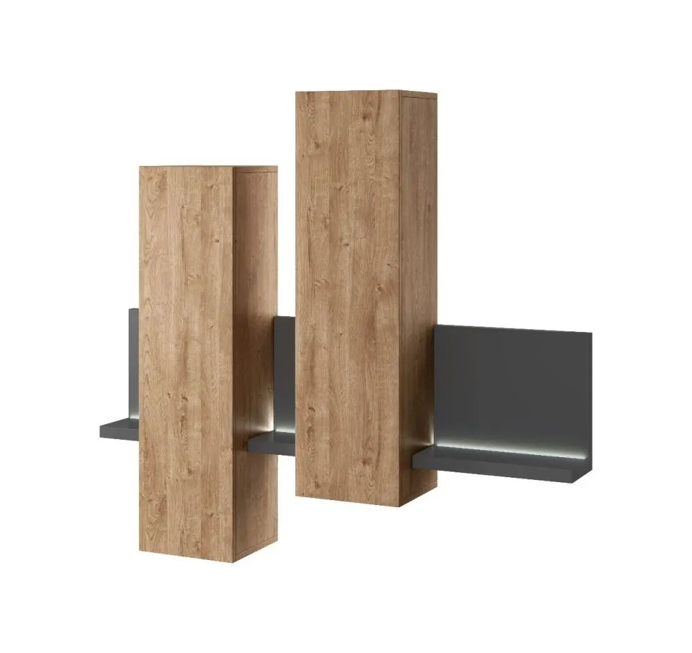 Meblościanka BOTA antracyt/dąb ribbec HELVETIA | MIRAT. w stylu LOFT kolekcja BOTA