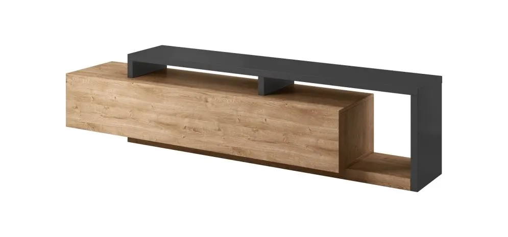 Meblościanka BOTA antracyt/dąb ribbec HELVETIA | MIRAT. w stylu LOFT kolekcja BOTA