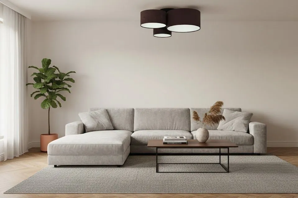 Plafon sufitowy TRIO CYLINDRA brązowy/biały potrójny do salonu I sklep meblowy MIRAT.