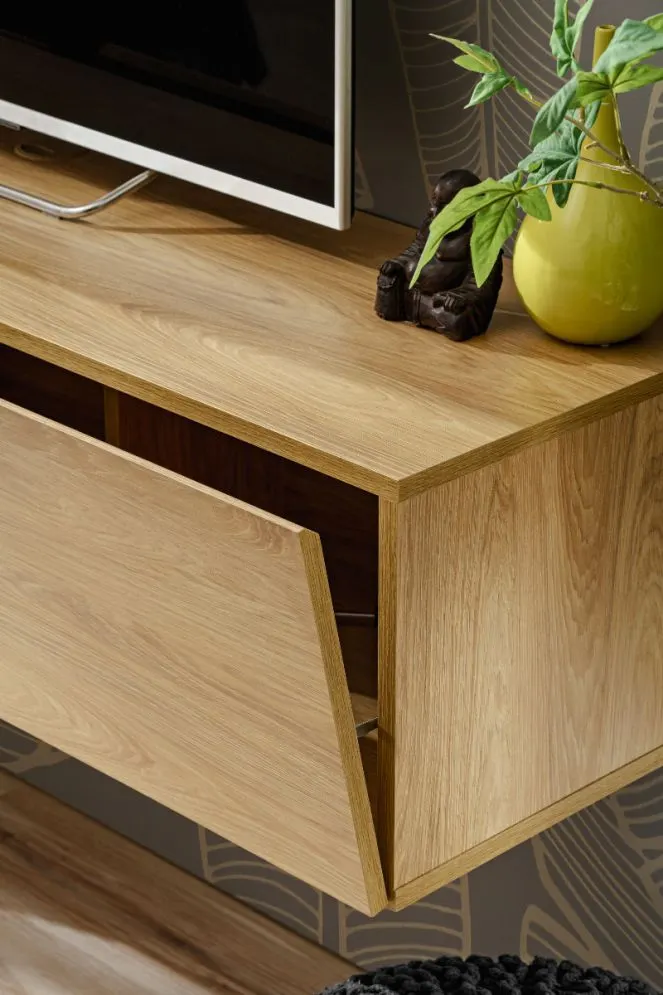 Meblościanka BRICK hikora/czarny mat do salonu I sklep meblowy MIRAT. styl LOFT, RYFLOWANY