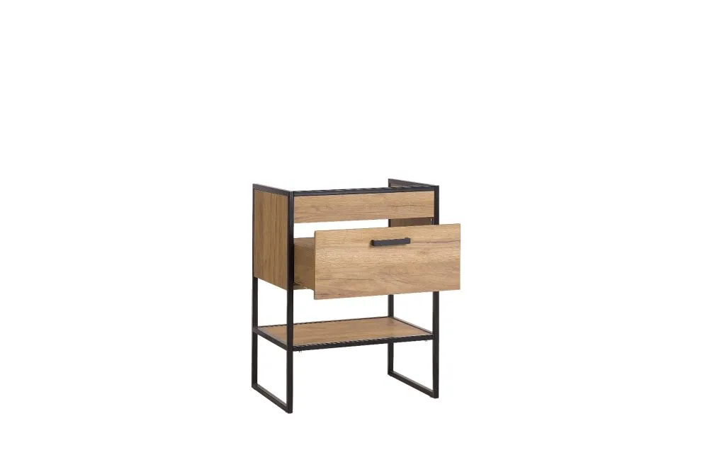 Szafka pod umywalkę BROOKLIN 60 cm dąb craft złoty stojąca | MIRAT. w stylu LOFT kolekcja BROOKLIN