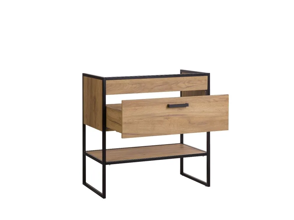 Szafka pod umywalkę BROOKLIN 80 cm dąb craft złoty stojąca szeroka loft | MIRAT. w stylu LOFT kolekcja BROOKLIN