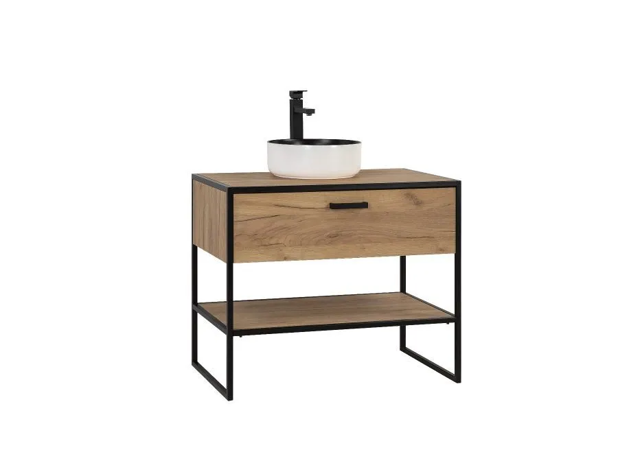 Zestaw mebli łazienkowych BROOKLIN 800 + 827 dąb craft złoty w stylu loft | MIRAT. w stylu LOFT kolekcja BROOKLIN