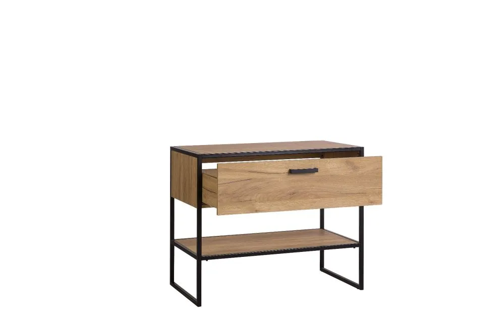 Szafka pod umywalkę nablatową BROOKLIN 90 cm dąb craft złoty stojąca | MIRAT. w stylu LOFT kolekcja BROOKLIN