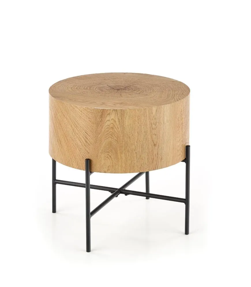 Stolik kawowy BROOKLYN S 45x45 dąb/czarna do salonu w stylu industrialnym | MIRAT. styl LOFT