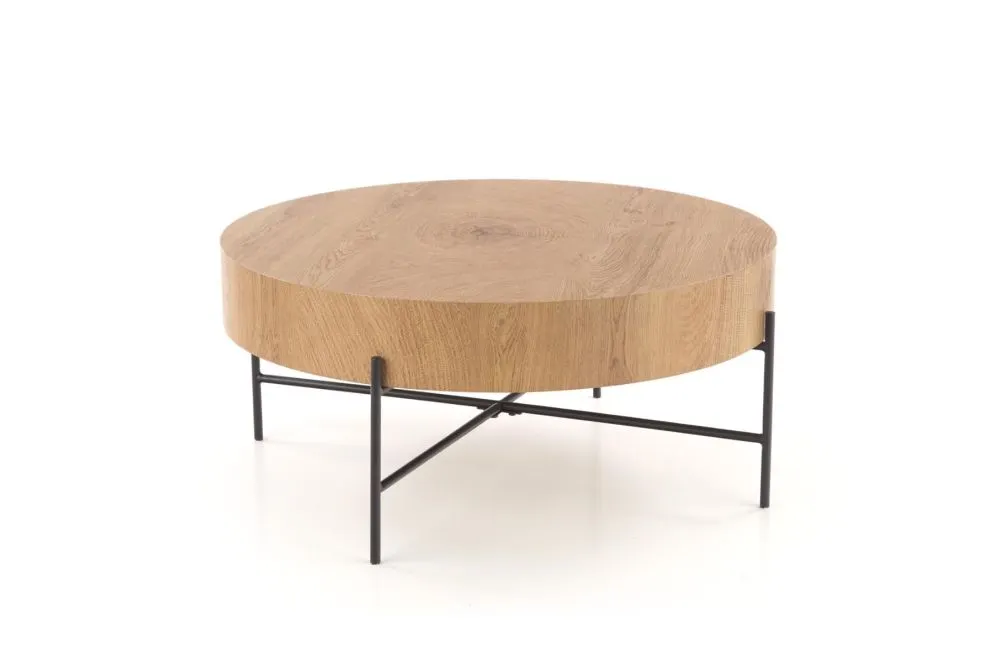 Stolik kawowy BROOKLYN 80x80 dąb/czarna do salonu w stylu industrialnym | MIRAT. styl LOFT