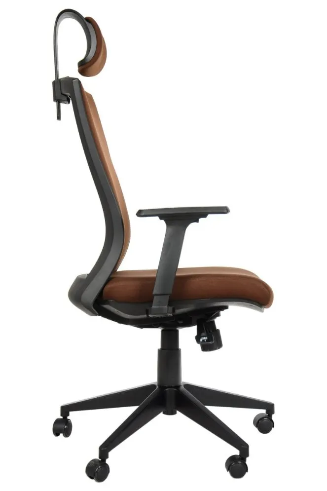 Fotel biurowy HG-0004F brązowy z regulowanymi podłokietnikami | MIRAT.