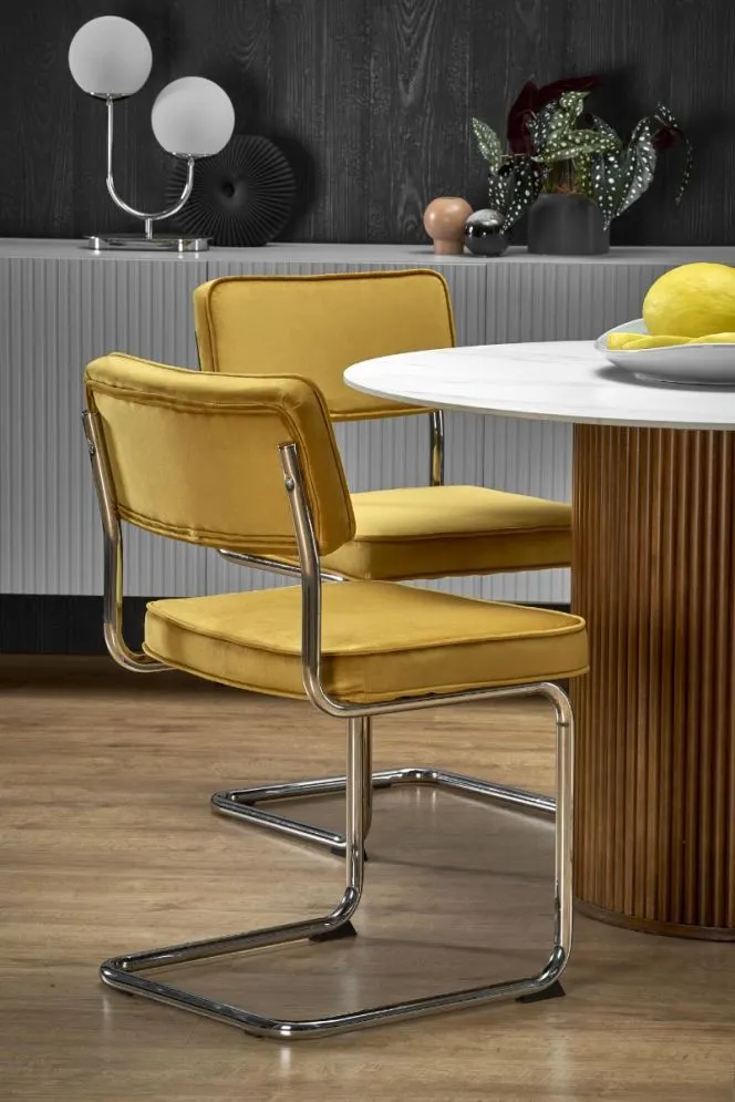 Krzesło K510 VELVET musztardowe w stylu retro I sklep meblowy MIRAT.