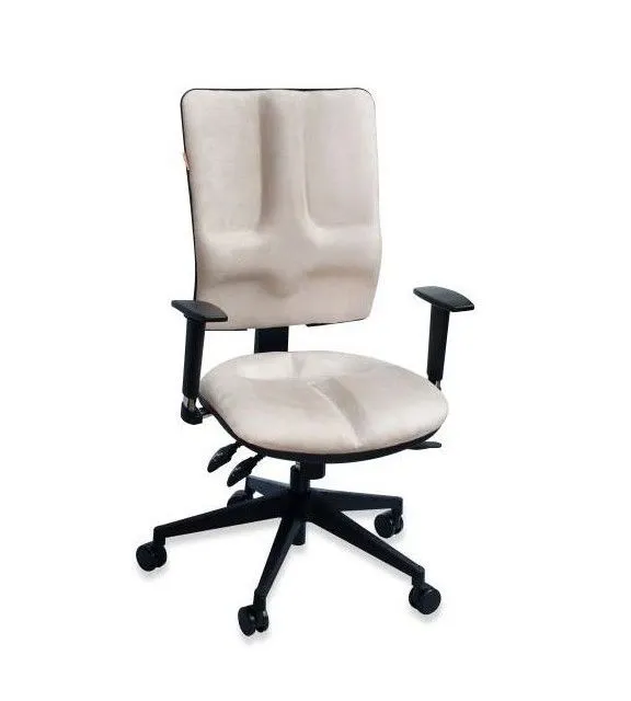 Beżowy fotel biurowy ergonomiczny rehabilitacyjny specjalistyczny z mechanizmem synchronicznym BUSINESS