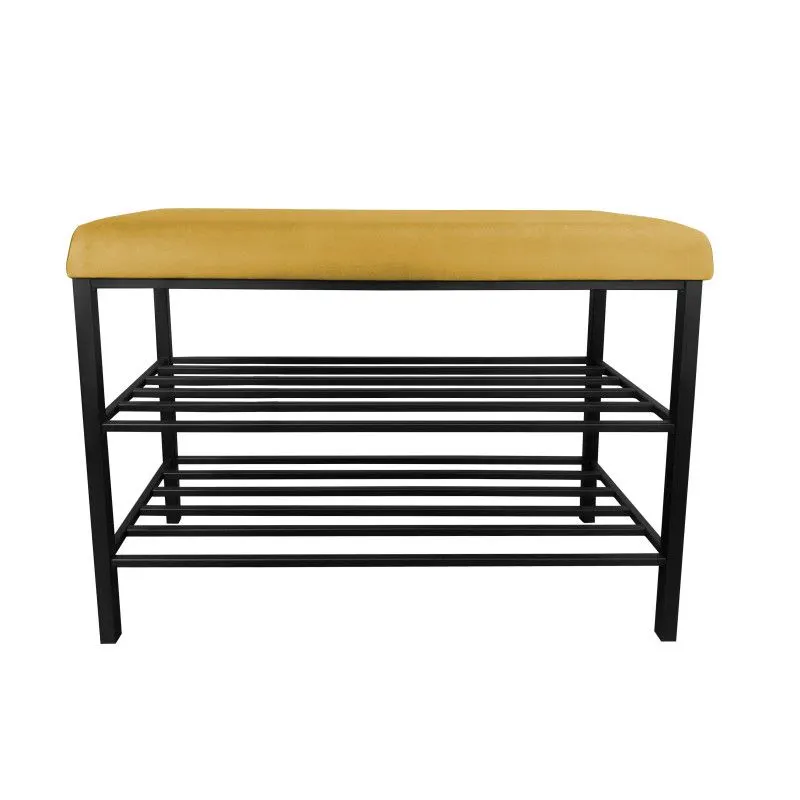 Stojak na buty z siedziskiem GAJA MG15 czarny/żółty metalowy I sklep meblowy MIRAT. styl LOFT