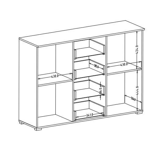 Komoda GALAXY 2D4S 132cm dąb monastery/czarna do salonu I sklep meblowy MIRAT. styl LOFT kolekcja GALAXY HELVETIA