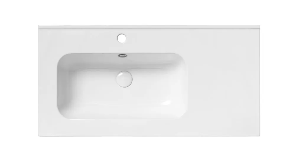 Szafka pod umywalkę COCO 90 cm biała połysk z koszem na pranie | MIRAT kolekcja COCO