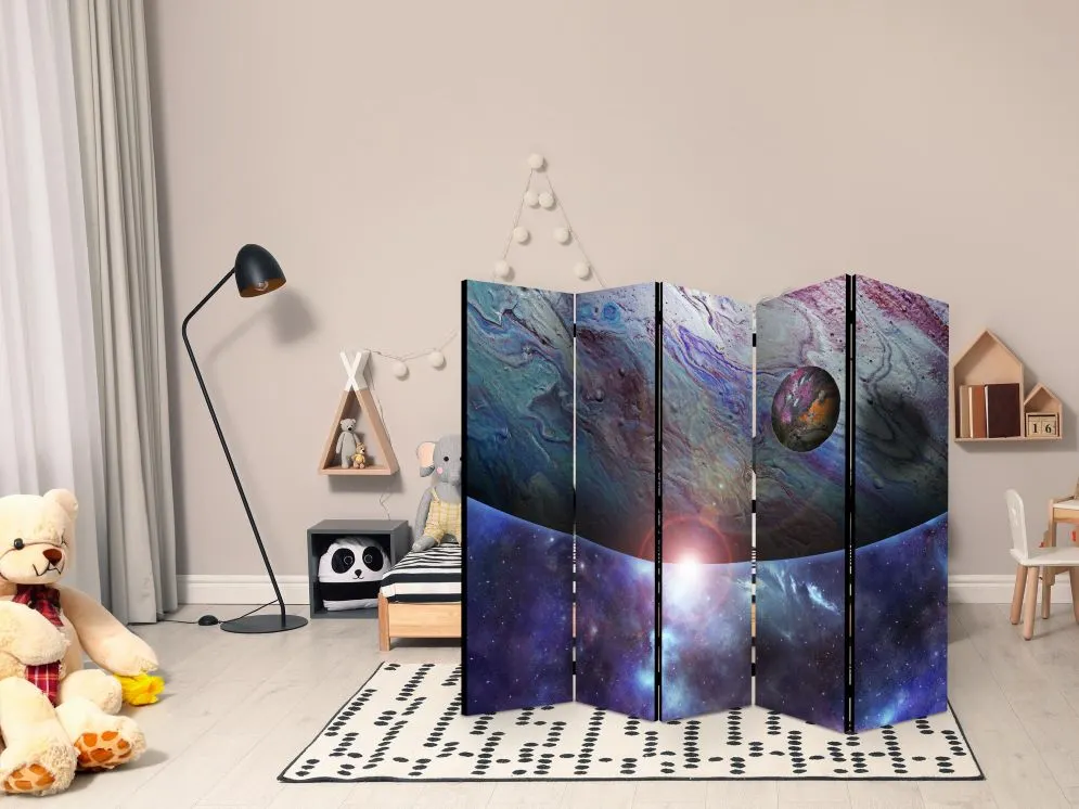 Parawan jednostronny Pejzaże 225x172 cm 5-częściowy niebieski | MIRAT.