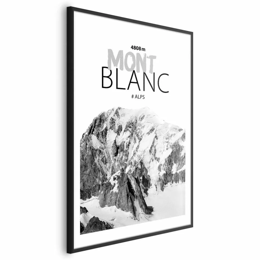 Plakat Mont Blanc 29,7x42 cm z ramą czarną z marginesem | MIRAT.