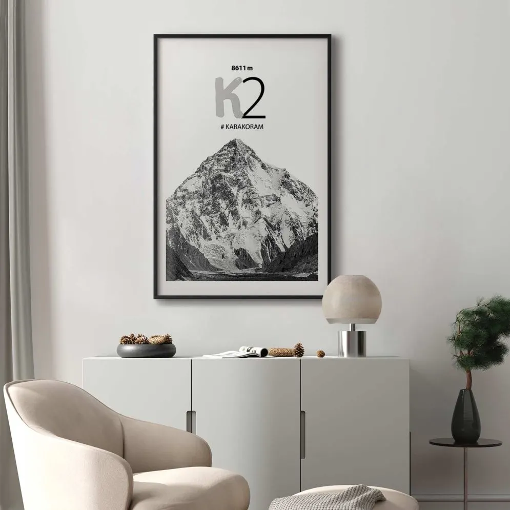 Plakat K2 29,7x42 cm z ramą czarną z marginesem | MIRAT.