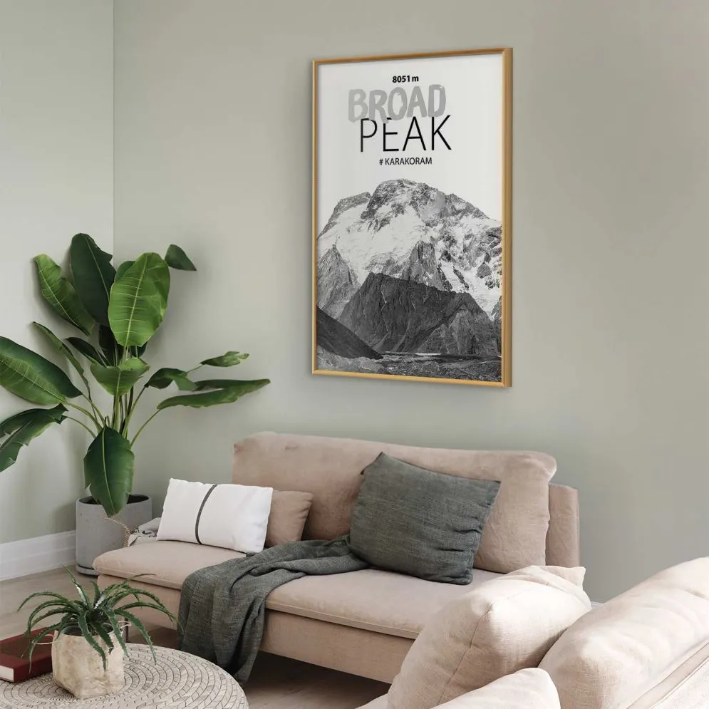 Plakat Broad Peak 60x90 cm z ramą złotą bez marginesu | MIRAT.