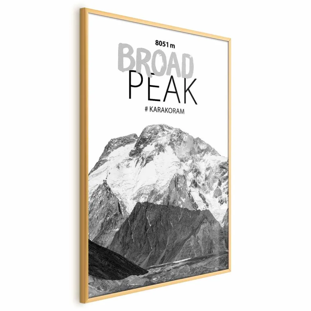 Plakat Broad Peak 60x90 cm z ramą złotą bez marginesu | MIRAT.