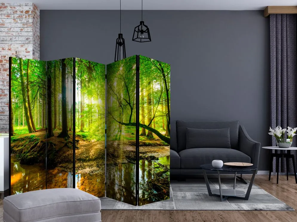 Parawan dwustronny Pejzaże 225x172 cm 5-częściowy zielony | MIRAT.