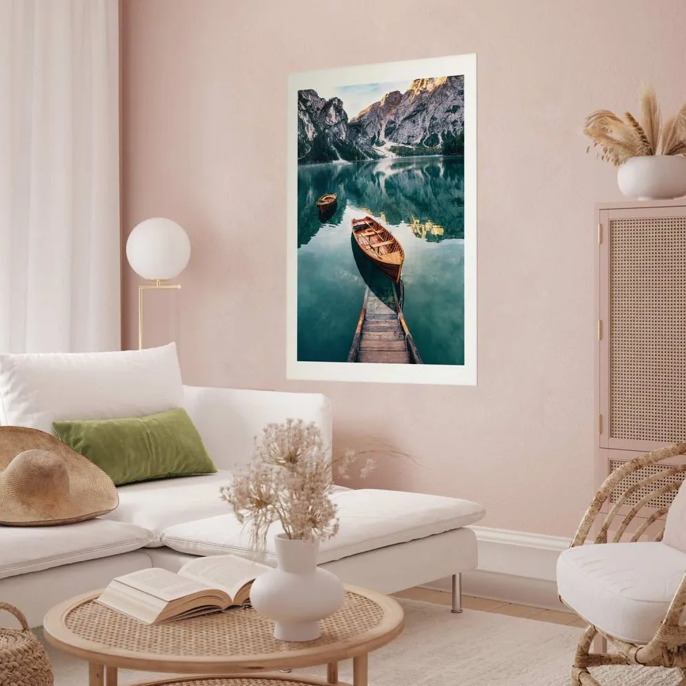 Plakat Łodzie w Dolomitach 21x30 cm bez ramy z marginesem | MIRAT.