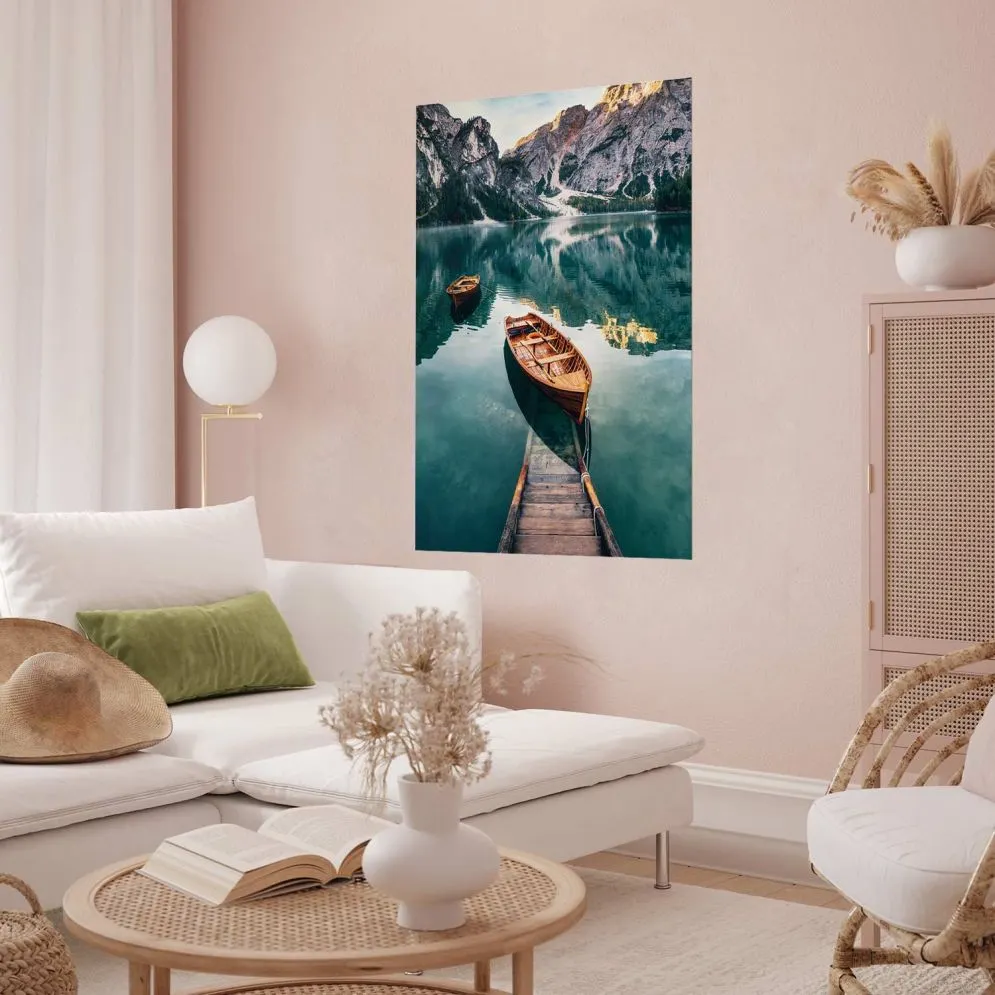 Plakat Łodzie w Dolomitach 21x30 cm bez ramy bez marginesu | MIRAT.