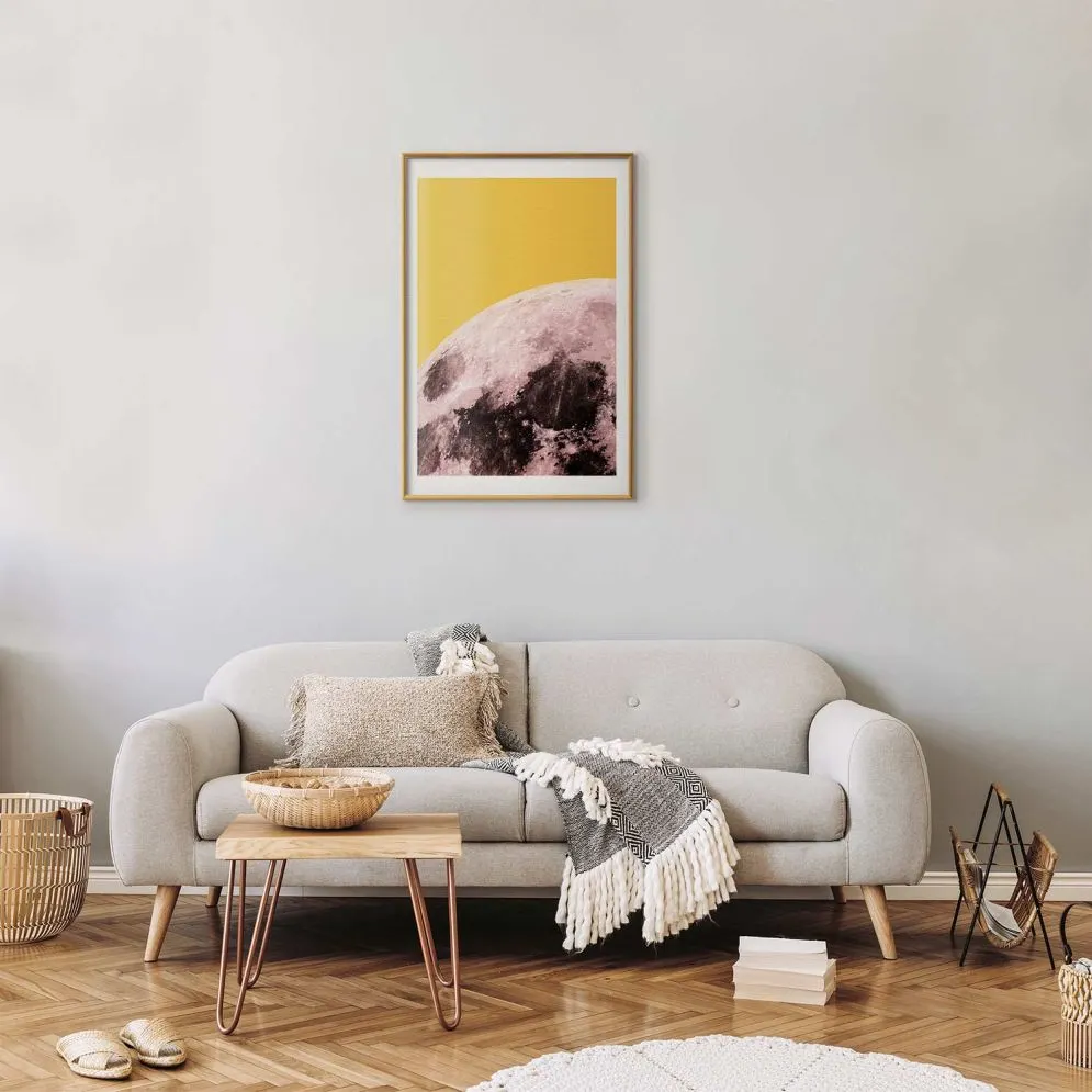 Plakat Słoneczny księżyc 40x60 cm z ramą złotą z marginesem | MIRAT.