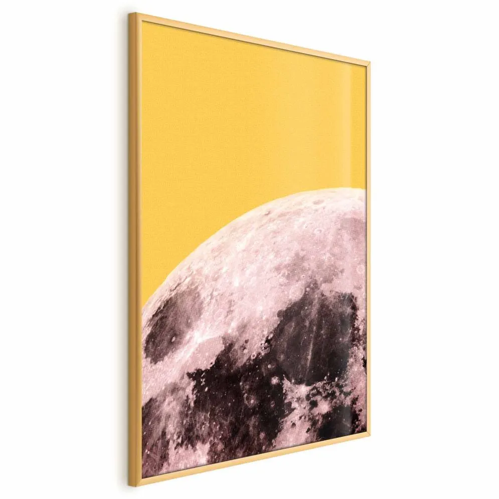 Plakat Słoneczny księżyc 21x30 cm z ramą złotą bez marginesu | MIRAT.