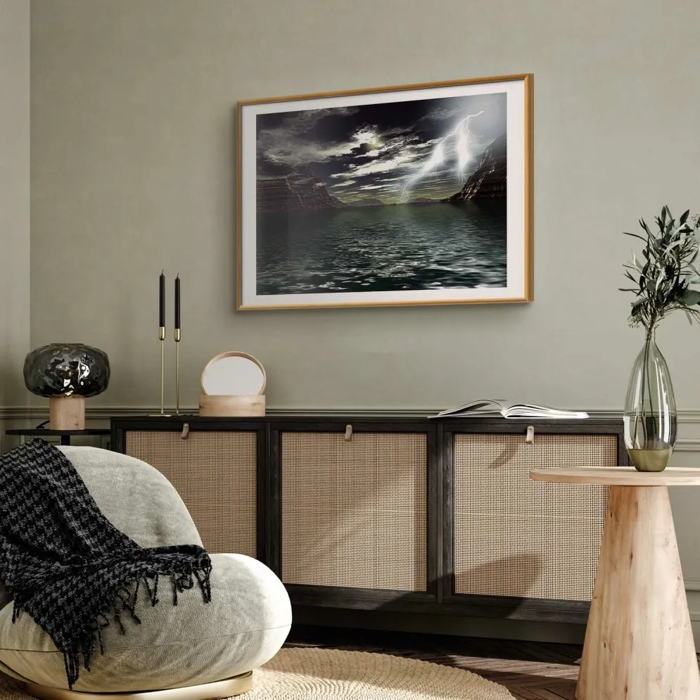 Plakat Burza 90x60 cm z ramą złotą z marginesem | MIRAT.
