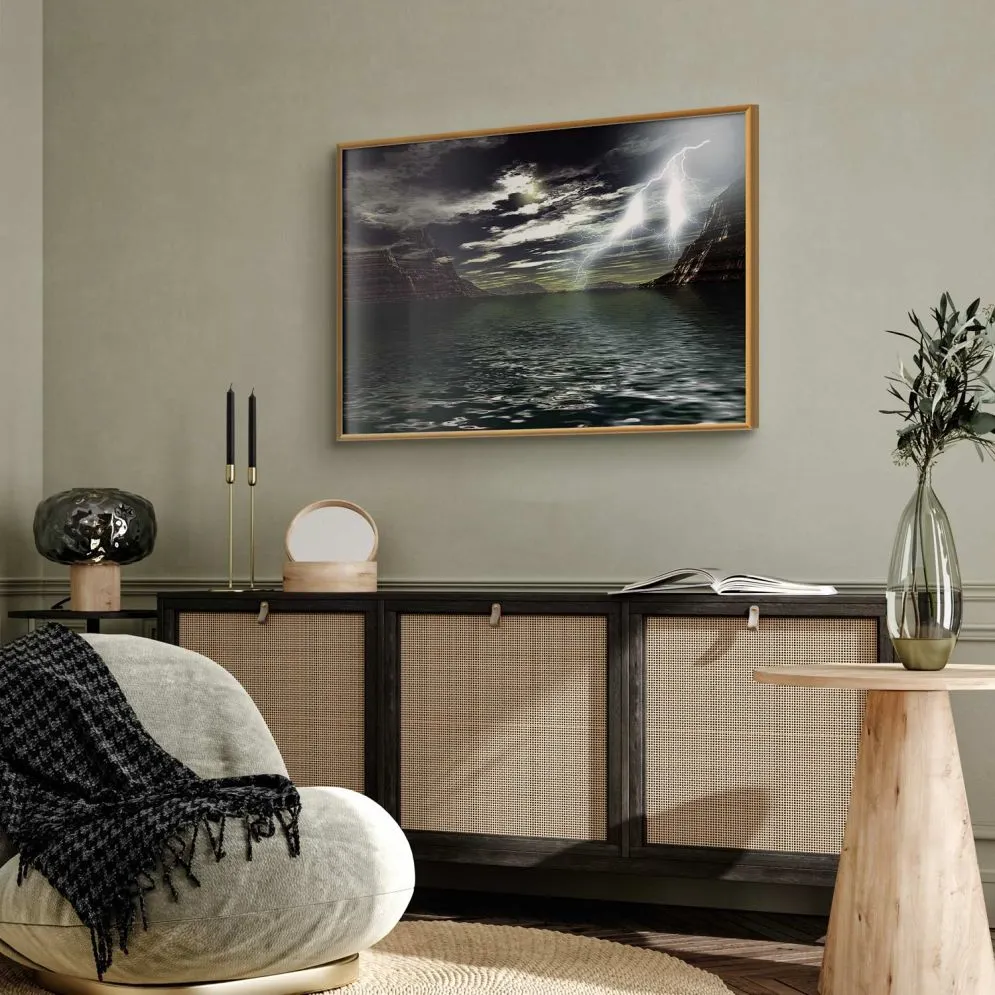 Plakat Burza 60x40 cm z ramą złotą bez marginesu | MIRAT.