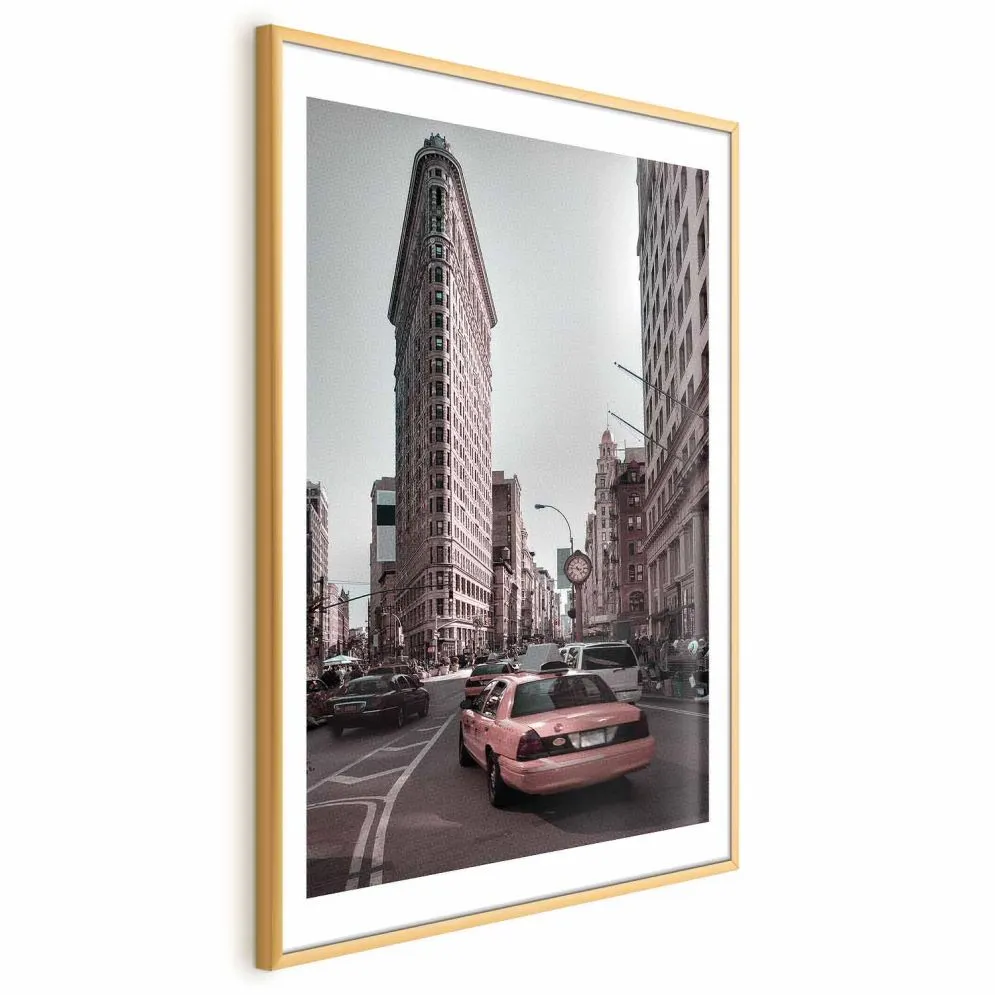 Plakat Miejski ruch 21x30 cm z ramą złotą z marginesem | MIRAT.