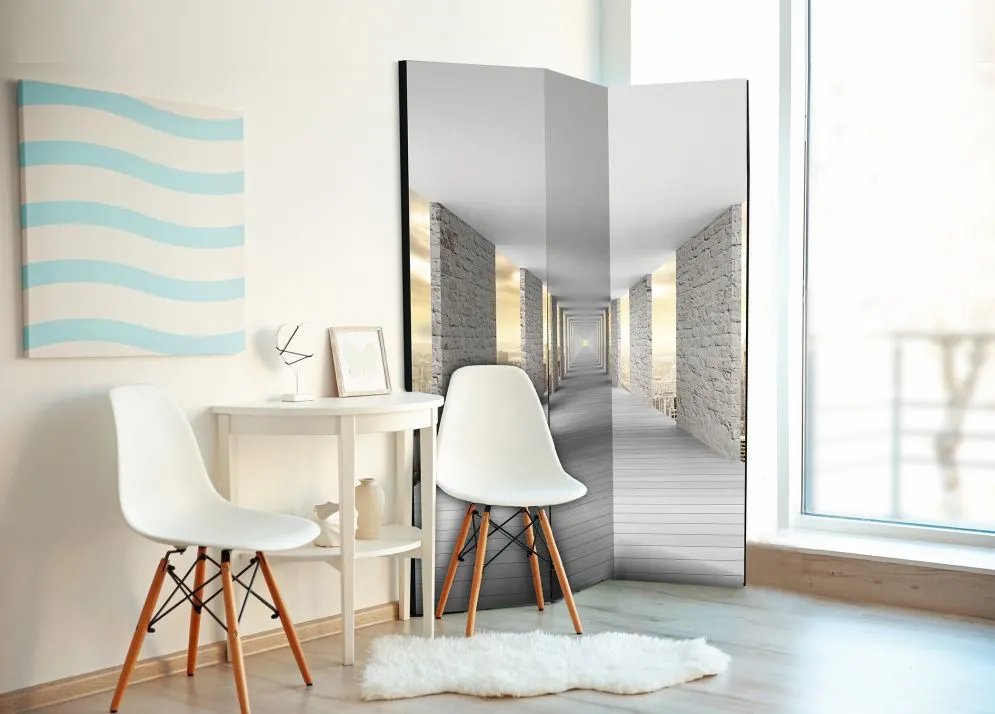 Parawan dwustronny 3D 135x172 cm 3-częściowy szary | MIRAT.