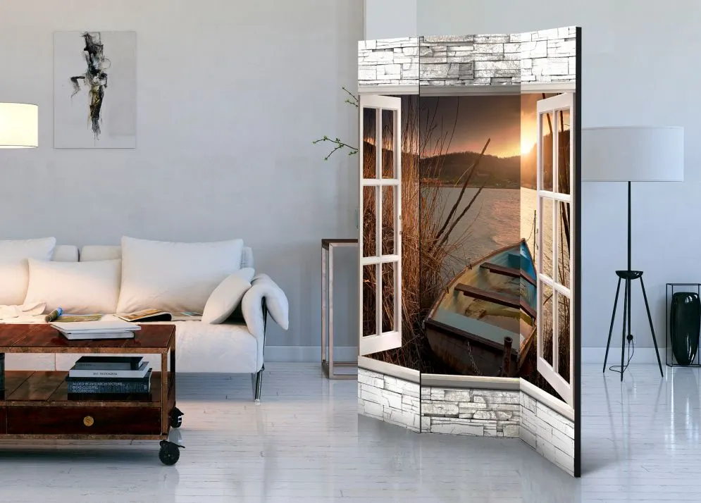 Parawan dwustronny Pejzaże 135x172 cm 3-częściowy szary | MIRAT.