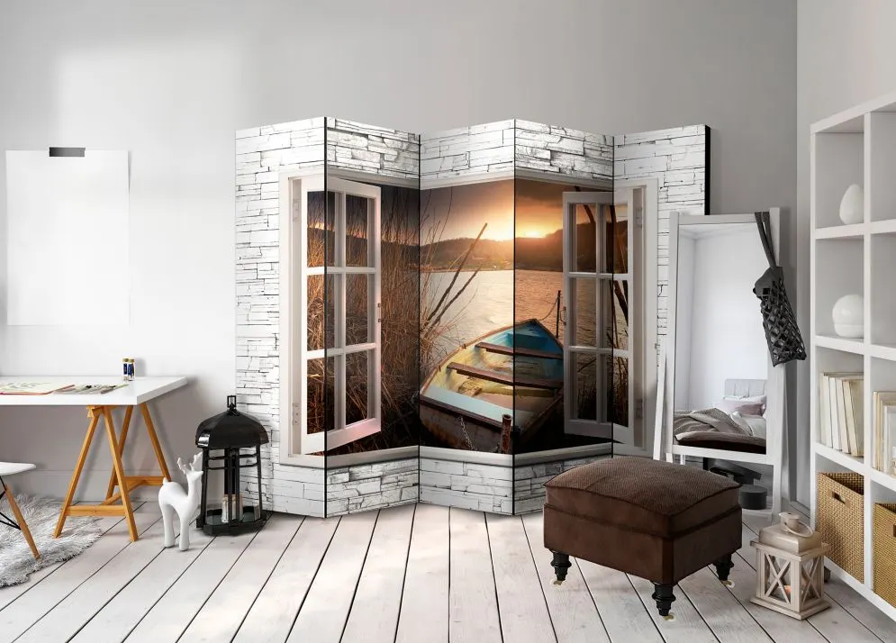 Parawan dwustronny Pejzaże 225x172 cm 5-częściowy szary | MIRAT.