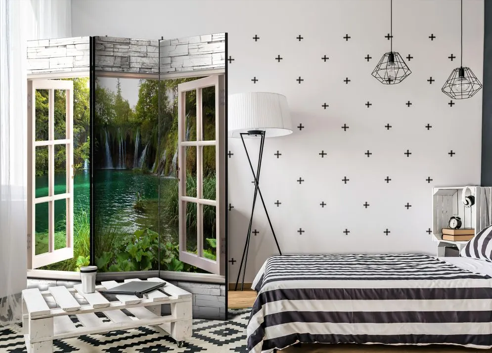 Parawan akustyczny Pejzaże 135x172 cm 3-częściowy szary | MIRAT.