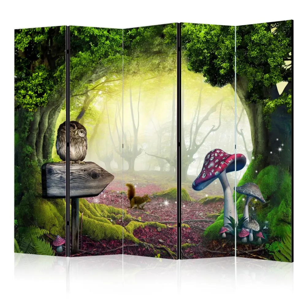 Parawan dwustronny Dla dzieci 225x172 cm 5-częściowy zielony | MIRAT.