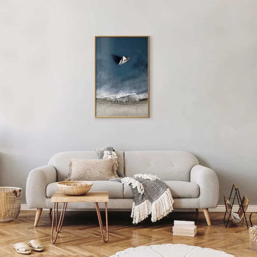 Plakat Jacht 21x30 cm z ramą złotą bez marginesu | MIRAT.