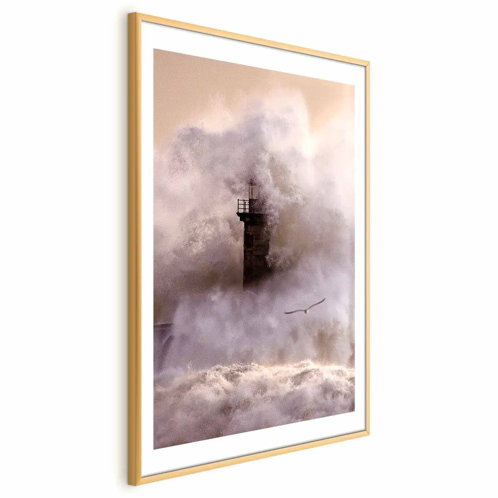 Plakat Sztorm 21x30 cm z ramą złotą z marginesem | MIRAT.