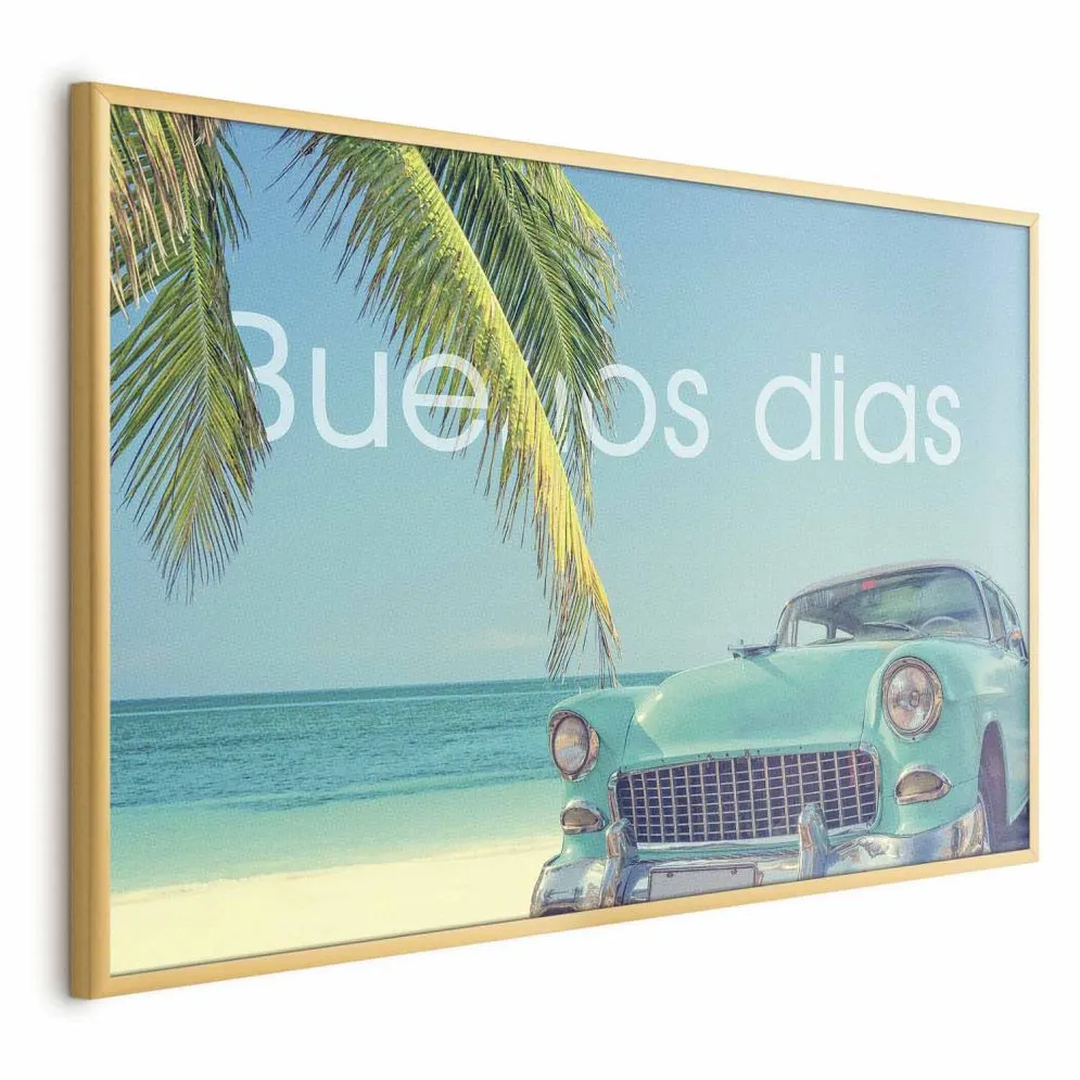 Plakat Buenos dias 42x29,7 cm z ramą złotą bez marginesu | MIRAT.