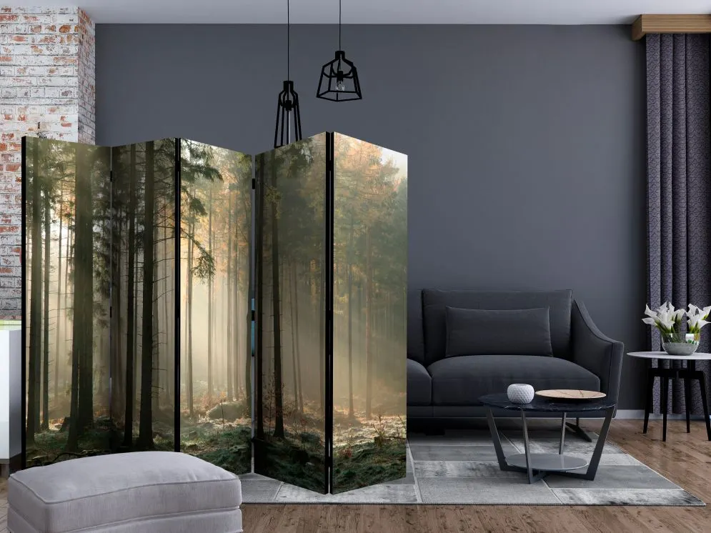 Parawan akustyczny Pejzaże 225x172 cm 5-częściowy zielony | MIRAT.