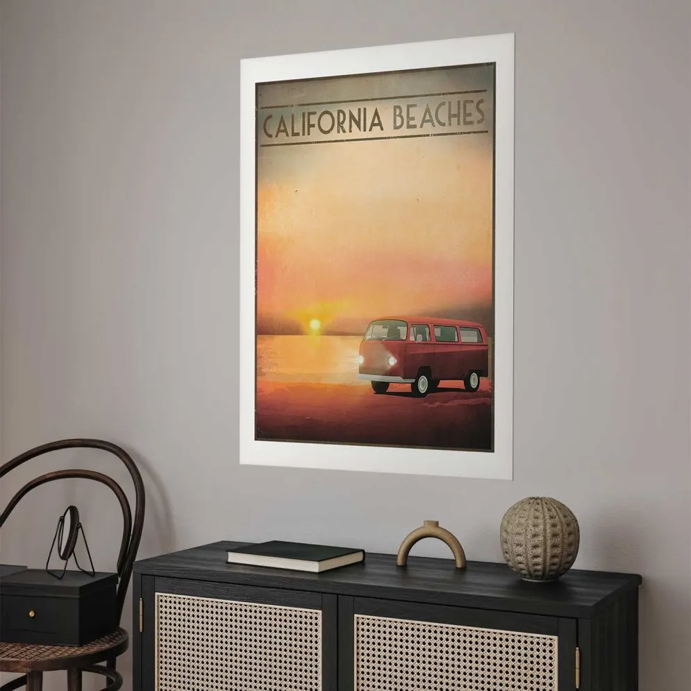Plakat California Beaches 60x90 cm bez ramy z marginesem | MIRAT.