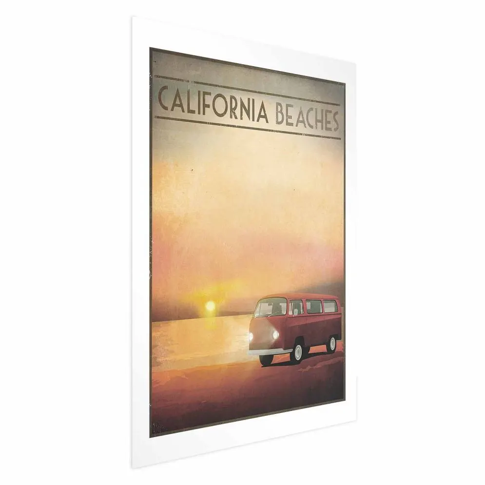Plakat California Beaches 60x90 cm bez ramy z marginesem | MIRAT.