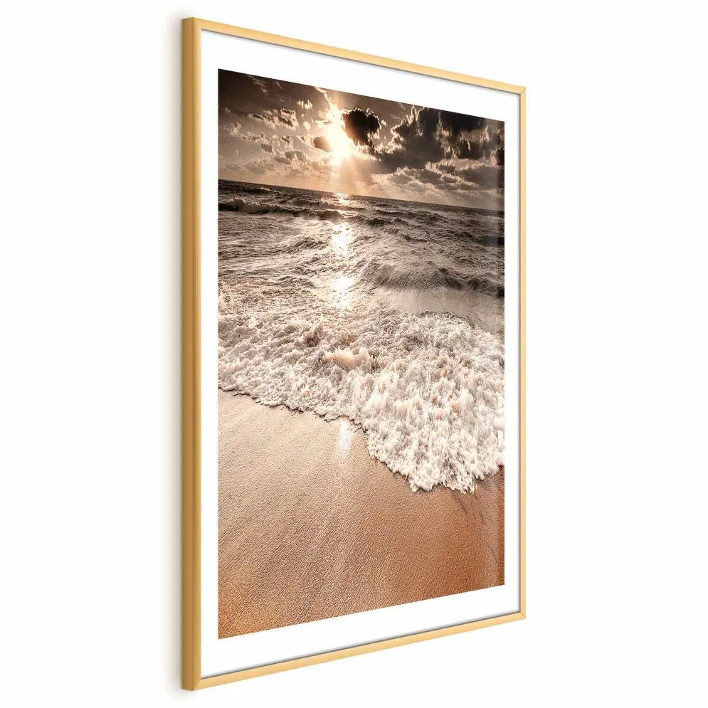 Plakat Przestrzeń fal 40x60 cm z ramą złotą z marginesem | MIRAT.
